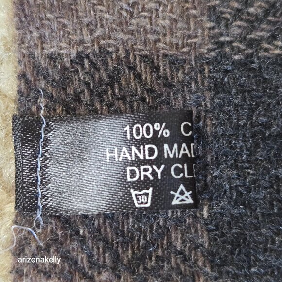 Cashmere Buffalo Plaid Scarf Brown and Black - Picture 7 of 8